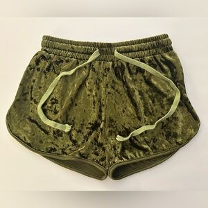 Olive Green Velvet Women's Shorts